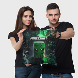 Подушка квадратная Minecraft зеленый персонаж каменные джунгли, цвет: 3D-принт — фото 2