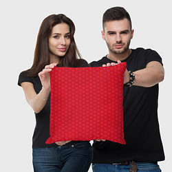 Подушка квадратная Красные сердечки на красном фоне, цвет: 3D-принт — фото 2