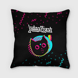 Подушка квадратная Judas Priest - rock star cat, цвет: 3D-принт