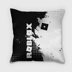Подушка квадратная Роблокс - черно-белая абстракция, цвет: 3D-принт
