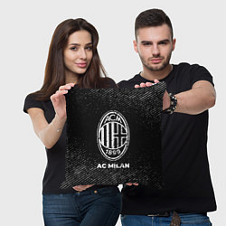 Подушка квадратная AC Milan с потертостями на темном фоне, цвет: 3D-принт — фото 2