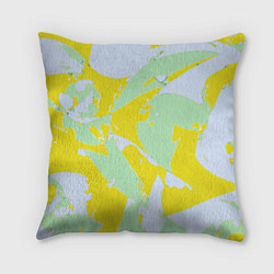 Подушка квадратная Салатово-жёлтые пятна, цвет: 3D-принт