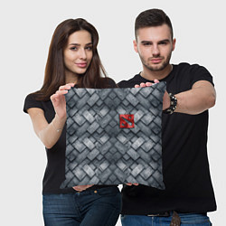 Подушка квадратная Dota - metal texture logo, цвет: 3D-принт — фото 2