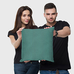 Подушка квадратная Полосы серо-бирюзовый, цвет: 3D-принт — фото 2