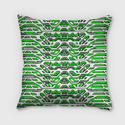 Подушка квадратная Техно броня зелёно-белая, цвет: 3D-принт
