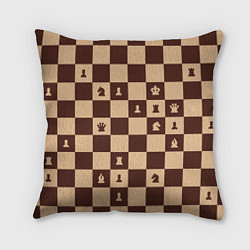 Подушка квадратная Коричневая шахматная доска, цвет: 3D-принт