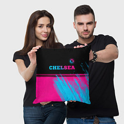 Подушка квадратная Chelsea - neon gradient посередине, цвет: 3D-принт — фото 2