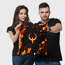 Подушка квадратная Quake fire logo, цвет: 3D-принт — фото 2