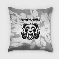 Подушка квадратная Foo Fighters рок панда на светлом фоне, цвет: 3D-принт