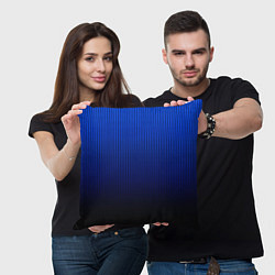 Подушка квадратная Полосатый градиент сине-чёрный, цвет: 3D-принт — фото 2