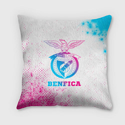 Подушка квадратная Benfica neon gradient style, цвет: 3D-принт