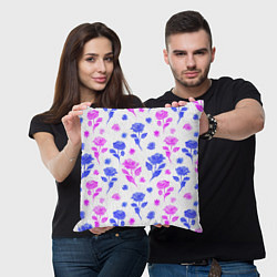 Подушка квадратная Цветочный узор из роз - паттерн, цвет: 3D-принт — фото 2