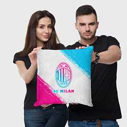 Подушка квадратная AC Milan neon gradient style, цвет: 3D-принт — фото 2