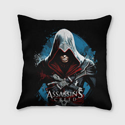 Подушка квадратная Assassins creed темный синий фон, цвет: 3D-принт