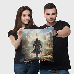 Подушка квадратная Assassins creed большой город, цвет: 3D-принт — фото 2