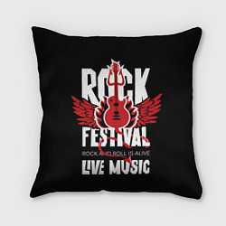 Подушка квадратная Rock festival - live music, цвет: 3D-принт
