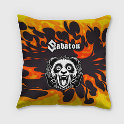 Подушка квадратная Sabaton рок панда и огонь, цвет: 3D-принт