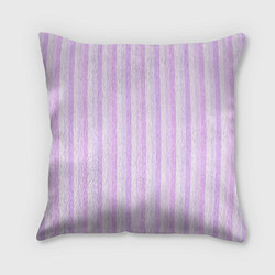 Подушка квадратная Светло-сиреневый полосатый, цвет: 3D-принт
