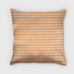 Подушка квадратная Светлый жёлто-оранжевый в полоску, цвет: 3D-принт