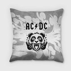 Подушка квадратная AC DC рок панда на светлом фоне, цвет: 3D-принт