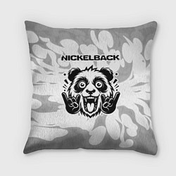 Подушка квадратная Nickelback рок панда на светлом фоне, цвет: 3D-принт