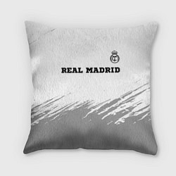 Подушка квадратная Real Madrid sport на светлом фоне посередине, цвет: 3D-принт