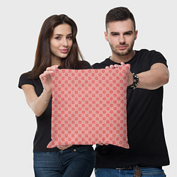 Подушка квадратная Светлый красно-розовый паттерн цветочный, цвет: 3D-принт — фото 2