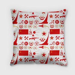 Подушка квадратная СССР знак качества красный, цвет: 3D-принт