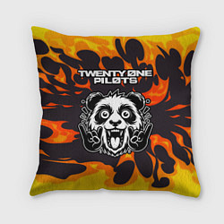 Подушка квадратная Twenty One Pilots рок панда и огонь, цвет: 3D-принт