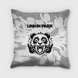 Подушка квадратная Linkin Park рок панда на светлом фоне