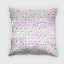 Подушка квадратная Белый с сиреневыми звёздочками, цвет: 3D-принт