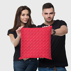 Подушка квадратная Розово-красный со звёздочками, цвет: 3D-принт — фото 2