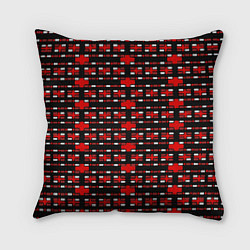 Подушка квадратная Красные и белые кирпичики на чёрном фоне, цвет: 3D-принт
