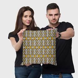 Подушка квадратная Жёлтые и белые кирпичики на белом фоне, цвет: 3D-принт — фото 2