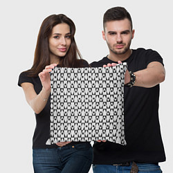 Подушка квадратная Чёрно-белые ромбы и круги на белом фоне, цвет: 3D-принт — фото 2