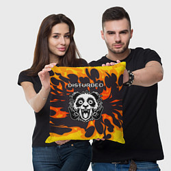 Подушка квадратная Disturbed рок панда и огонь, цвет: 3D-принт — фото 2