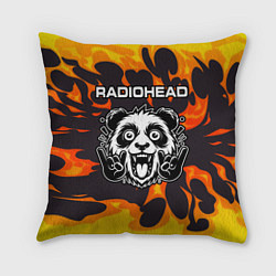 Подушка квадратная Radiohead рок панда и огонь, цвет: 3D-принт