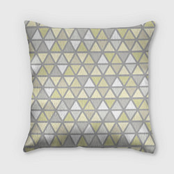 Подушка квадратная Паттерн геометрия светлый жёлто-серый, цвет: 3D-принт