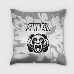 Подушка квадратная Sum41 рок панда на светлом фоне, цвет: 3D-принт