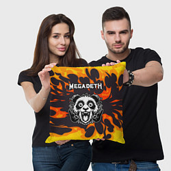 Подушка квадратная Megadeth рок панда и огонь, цвет: 3D-принт — фото 2
