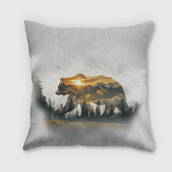 Подушка квадратная Медведь и абстрактный лес, цвет: 3D-принт