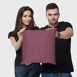 Подушка квадратная Приглушённый тёмно-розовый паттерн квадратики, цвет: 3D-принт — фото 2