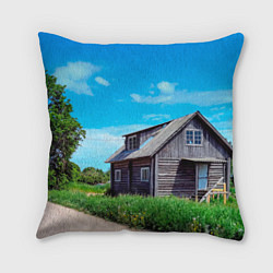 Подушка квадратная Дом в деревне, цвет: 3D-принт