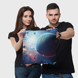 Подушка квадратная Одинокая планета, цвет: 3D-принт — фото 2