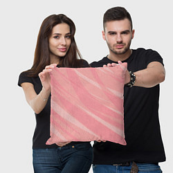 Подушка квадратная Розово-персиковый полосатый, цвет: 3D-принт — фото 2