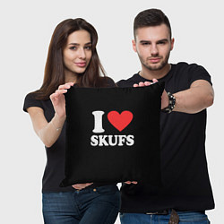 Подушка квадратная I love skufs, цвет: 3D-принт — фото 2