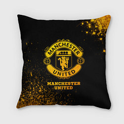 Подушка квадратная Manchester United - gold gradient, цвет: 3D-принт