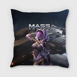 Подушка квадратная Mass Effect ТалиЗора и космический корабль, цвет: 3D-принт