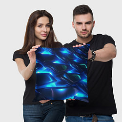 Подушка квадратная Синие абстрактные неоновые плиты, цвет: 3D-принт — фото 2