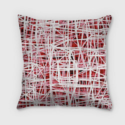 Подушка квадратная Хаотичный кубический каркас в красном тумане, цвет: 3D-принт